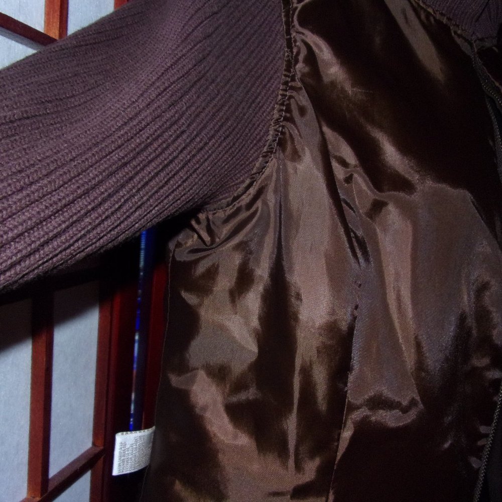 EP Pro Ladies Golf Jacket Brown Faux Suede Ribbed Knit Zippered Size S/P - Picture 7 of 11